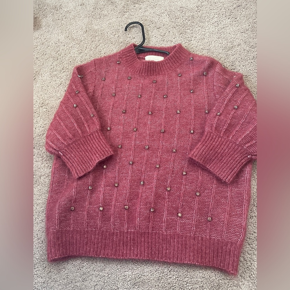 LA Maille Sezane Women's Pink Sweater with Bead Detailing Woman M